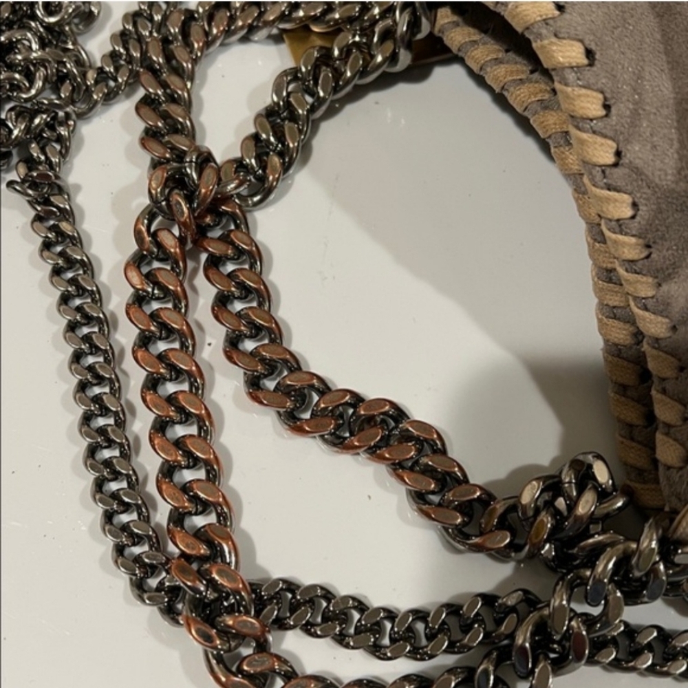 Stella McCartney Falabella Gray Vegan Suede Chain Crossbody Bag - Picture 12 of 14